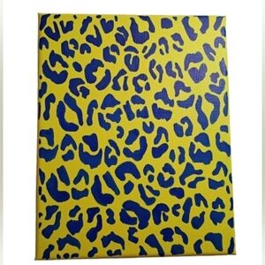 Yellow & Blue Leopard Print Canvas Wall Art Bold Modern Decor Animal Print